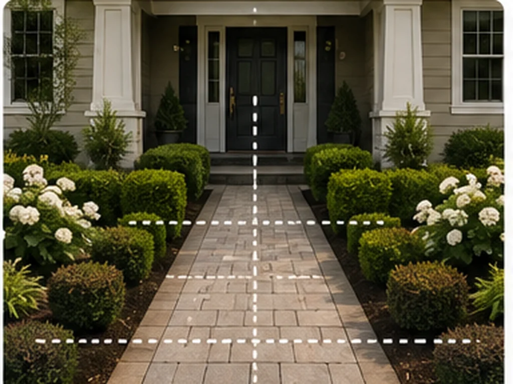 How to Align Front Yard Landscape Features with a House Balanced front yard planting aligned with the entrance, walkway and architectural symmetry of a modern house